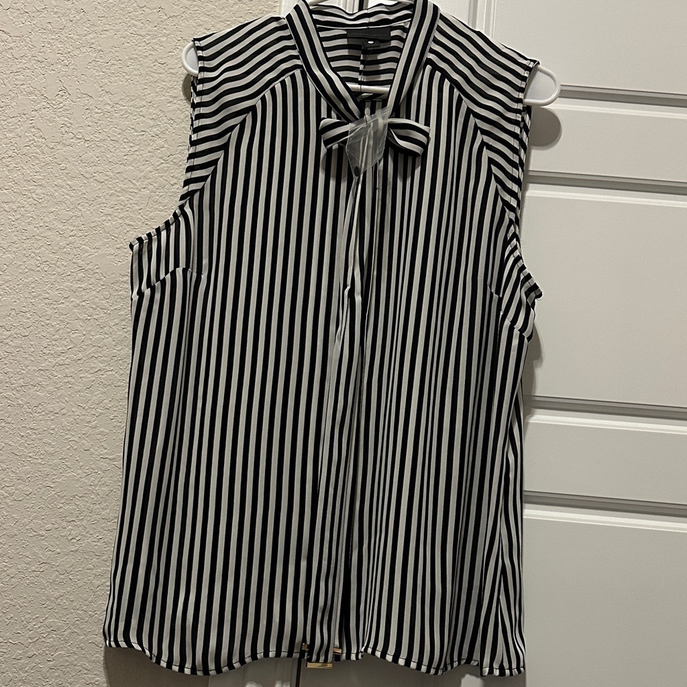 Black and White Striped Sleeveless Top